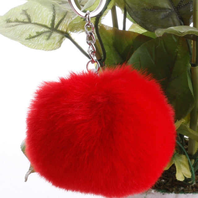 Portachiavi semplice Palla di pelo Pom Pom Portachiavi Pom Pom Portachiavi di animali in pelliccia di coniglio artificiale per portachiavi per borsa da auto da donna