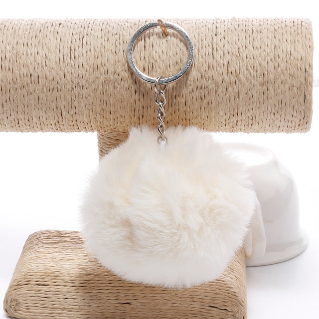 Portachiavi semplice Palla di pelo Pom Pom Portachiavi Pom Pom Portachiavi di animali in pelliccia di coniglio artificiale per portachiavi per borsa da auto da donna