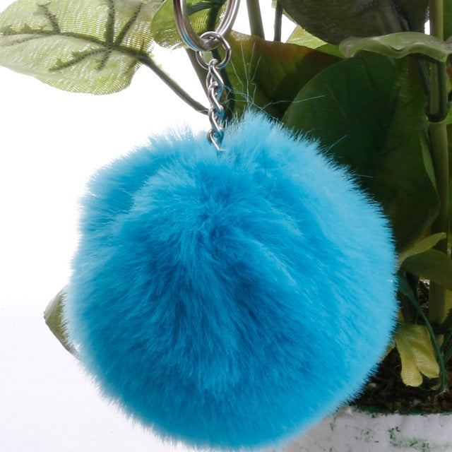 Portachiavi semplice Palla di pelo Pom Pom Portachiavi Pom Pom Portachiavi di animali in pelliccia di coniglio artificiale per portachiavi per borsa da auto da donna