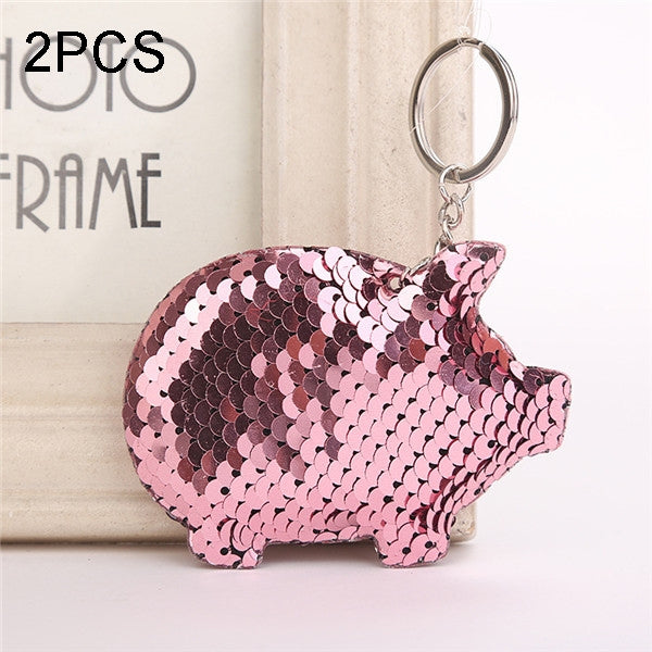 2PCS Carino Chaveiro Maiale Portachiavi Glitter Pompon Paillettes Regali Della Catena Chiave per Le Donne Llaveros Mujer Borsa Per Auto Accessori Portachiavi, Pig Shape (Pink), Pig Shape(Magenta), Pig Shape(Colorful), Pig Shape(blue)