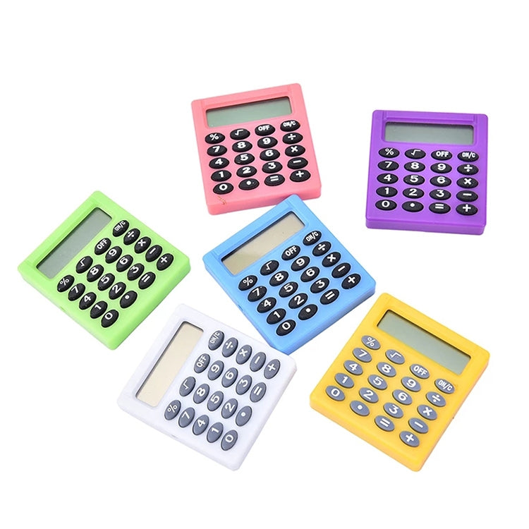 Mini calcolatrice tascabile colorata con batterie a bottone