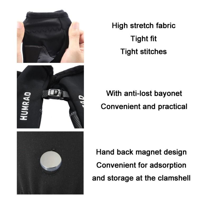 Guanti caldi invernali HUMRAO con copertura a mezze dita per sport all'aria aperta, sci e ciclismo, L, XL