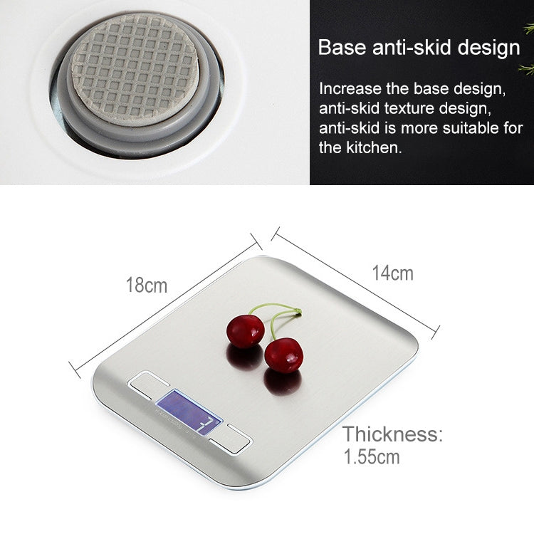 BOH-2012 Bilancia da cucina digitale multifunzione per alimenti in acciaio inossidabile con display LCD, specifica: 10 kg / 1 g, 10kg/1g, Silver, 10kg/1g, Rose Gold