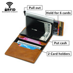 Tipo di carta elastica automatica RFID antimagnetico Pacchetto di carte retrò antifurto Portafoglio universale in pelle e metallo