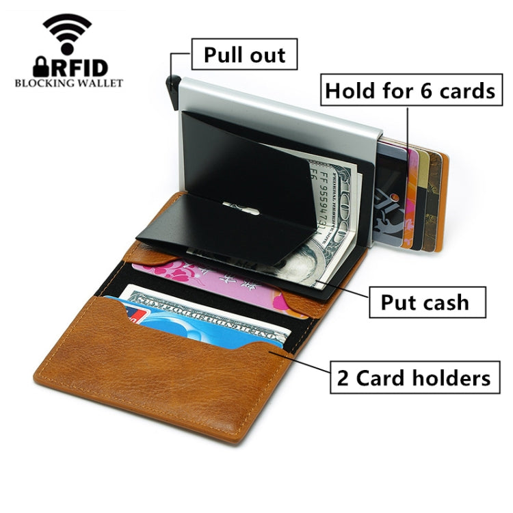 Tipo di carta elastica automatica RFID antimagnetico Pacchetto di carte retrò antifurto Portafoglio universale in pelle e metallo