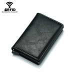 Tipo di carta elastica automatica RFID antimagnetico Pacchetto di carte retrò antifurto Portafoglio universale in pelle e metallo