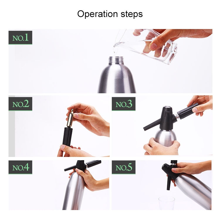 Sifone manuale per soda Dispenser di CO2 Generatore di bolle d'acqua Bevanda fresca Cocktail Soda Machine Barra di alluminio Soda Maker fai da te, Capacità: 1L