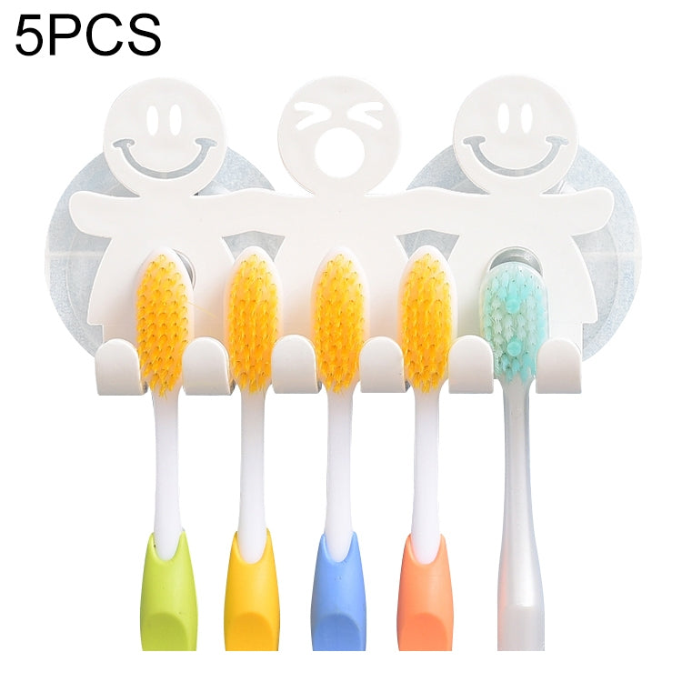 Set 5 portaspazzolini a ventosa con faccina sorridente