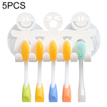 5 pezzi portaspazzolino da appendere a ventosa con faccina carina, portadenti in plastica per piccole persone, Cute Smiley Suction Toothbrush Holder