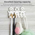 5 pezzi portaspazzolino da appendere a ventosa con faccina carina, portadenti in plastica per piccole persone, Cute Smiley Suction Toothbrush Holder