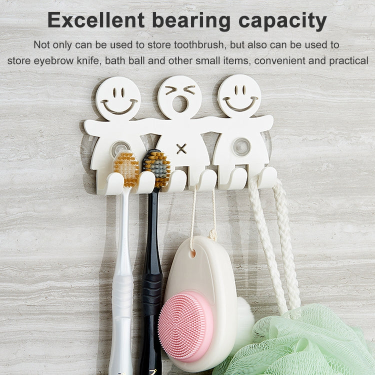 5 pezzi portaspazzolino da appendere a ventosa con faccina carina, portadenti in plastica per piccole persone, Cute Smiley Suction Toothbrush Holder