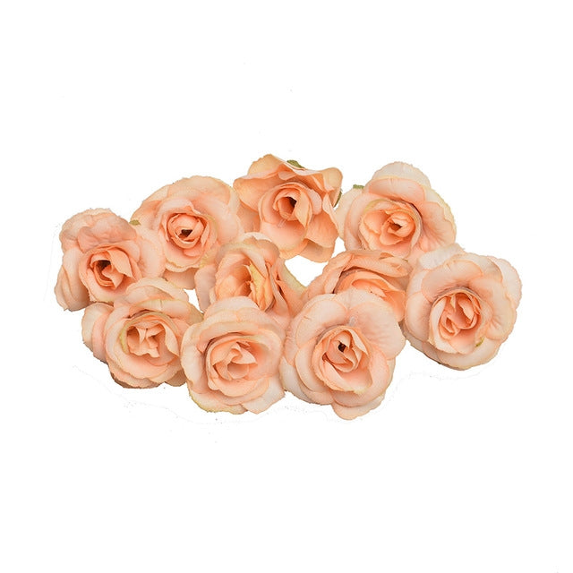 10 set di fiori artificiali di seta rosa da 4 cm per la decorazione domestica della festa nuziale