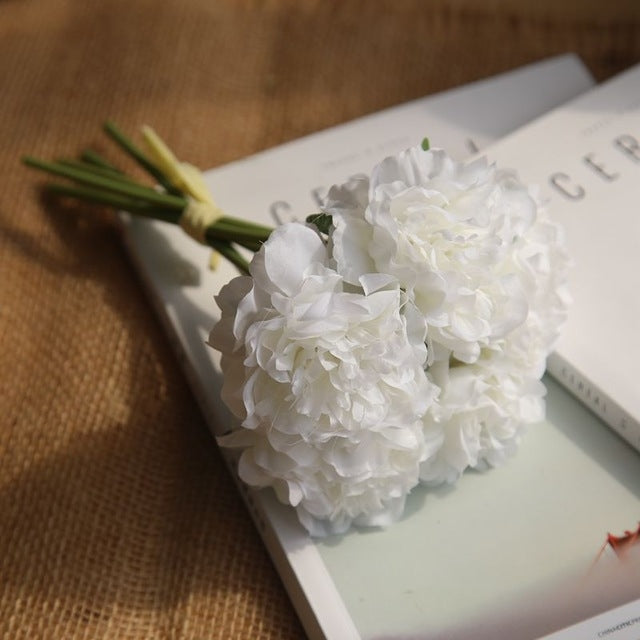 Bouquet di peonia di fiori artificiali a 5 teste di fiori finti per matrimoni e decorazioni domestiche