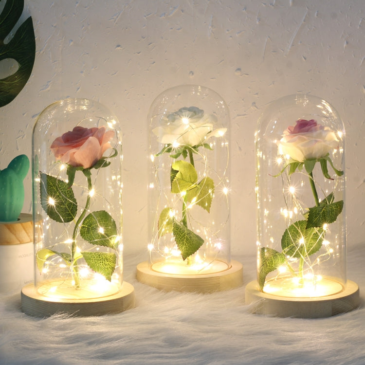 Simulazione Rose Luci Copertura in vetro Decorazioni Artigianato Regali di San Valentino
