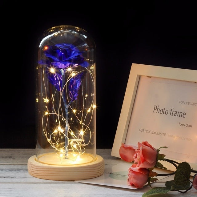 Simulazione Rose Luci Copertura in vetro Decorazioni Artigianato Regali di San Valentino