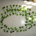 12 PZ 2.4M Edera artificiale Foglia verde Ghirlanda Piante Vite Finto Decorazioni per la casa Stringa di plastica in rattan, Ivy Green Leaf