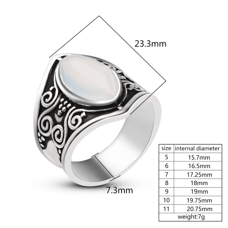 Anello vintage in argento con pietra grande per gioielli bohémien Boho da donna