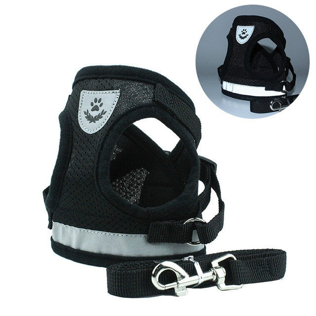 Guinzaglio regolabile per gilet riflettente in rete di poliestere per cani da compagnia, S, M, L, XL
