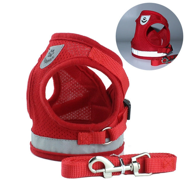 Guinzaglio regolabile per gilet riflettente in rete di poliestere per cani da compagnia, S, M, L, XL