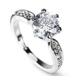 Fede nuziale classica femminile con anello di diamanti a sei griffe in cristallo, 5, 6, 10, 7, 8, 9