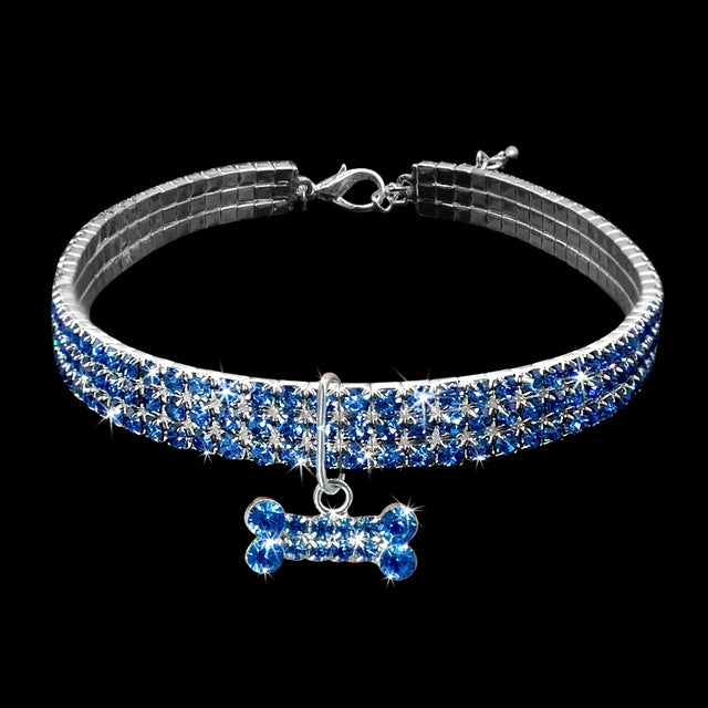 2 PZ Collare per cani con strass Bling Cucciolo di cristallo Chihuahua Collari per cani Pet Guinzaglio per cani di piccola taglia Accessori mascotte, L, M, S