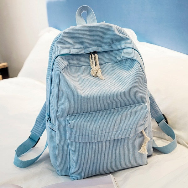 Zaino in tessuto morbido Zaino scolastico dal design femminile in velluto a coste per ragazze adolescenti