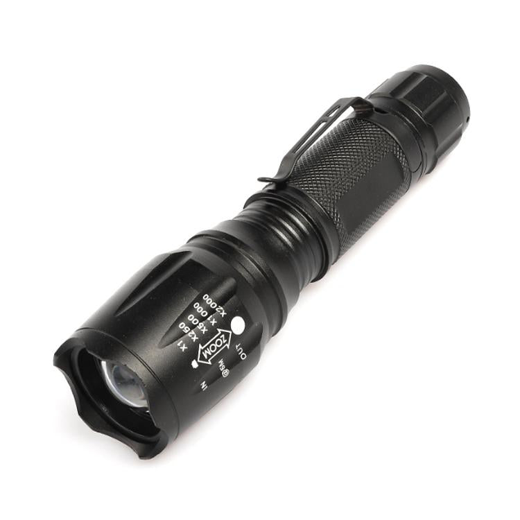 Mini torcia LED T02 con zoom telescopico e clip