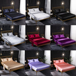 Set lenzuolo con angoli con federa in quattro pezzi di seta simulata Home Ice Silk, US-King:198x203x35cm, UK-SK:180x200x35cm, US-King: 198x203x35cm