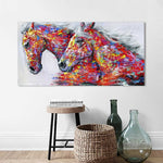 Due cavalli pittura ad olio decorativa ad acquerello decorazione per soggiorno pittura senza cornice, 20 x 40 cm, 30 x 60 cm, 40 x 80 cm, 50×100 cm