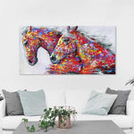 Due cavalli pittura ad olio decorativa ad acquerello decorazione per soggiorno pittura senza cornice, 20 x 40 cm, 30 x 60 cm, 40 x 80 cm, 50×100 cm
