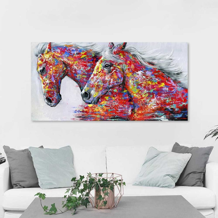 Due cavalli pittura ad olio decorativa ad acquerello decorazione per soggiorno pittura senza cornice, 20 x 40 cm, 30 x 60 cm, 40 x 80 cm, 50×100 cm