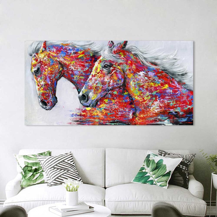 Due cavalli pittura ad olio decorativa ad acquerello decorazione per soggiorno pittura senza cornice, 20 x 40 cm, 30 x 60 cm, 40 x 80 cm, 50×100 cm