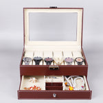 Scatola per orologi in pelle PU a 12 bit Scatola per esposizione di gioielli a doppio strato, PU Leather Black, PU Leather Brown