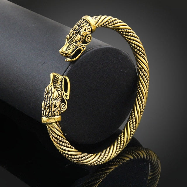 Polsino da uomo Polsino Testa di lupo Bracciale vichingo Gioielli Accessori moda