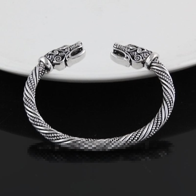 Polsino da uomo Polsino Testa di lupo Bracciale vichingo Gioielli Accessori moda