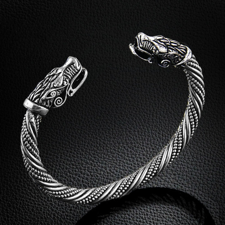 Polsino da uomo Polsino Testa di lupo Bracciale vichingo Gioielli Accessori moda