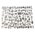 100 pezzi di braccialetti europei di colore argento antico misto, pendenti con ciondoli, gioielli di moda, ciondoli fai da te fatti a mano