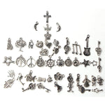 100 pezzi di braccialetti europei di colore argento antico misto, pendenti con ciondoli, gioielli di moda, ciondoli fai da te fatti a mano
