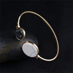 Bracciale rigido geometrico rotondo in pietra di marmo finto Bracciale rigido con polsino circolare in oro
