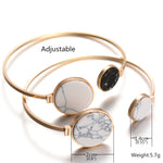 Bracciale rigido geometrico rotondo in pietra di marmo finto Bracciale rigido con polsino circolare in oro