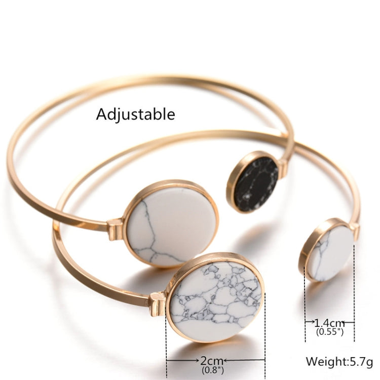 Bracciale rigido geometrico rotondo in pietra di marmo finto Bracciale rigido con polsino circolare in oro