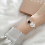 Bracciale rigido geometrico rotondo in pietra di marmo finto Bracciale rigido con polsino circolare in oro