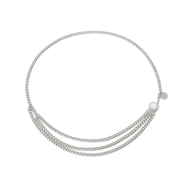 Cintura con frange metalliche a vita alta con catena in vita sexy retrò