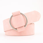 Cintura casual in pelle PU ampia con fibbia rotonda senza ago per donna, 103cm
