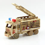 Simulazione del camion dei vigili del fuoco Modello di casa creativa Ornamenti in legno., Fire Truck