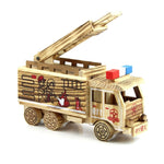 Simulazione del camion dei vigili del fuoco Modello di casa creativa Ornamenti in legno., Fire Truck