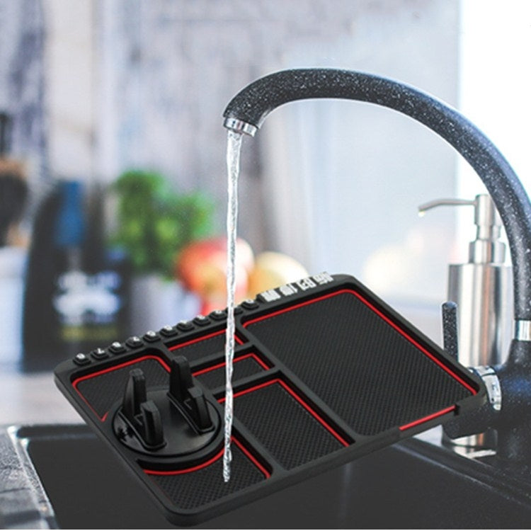Cuscinetto portaoggetti per cruscotto multifunzionale per interni auto Supporto per telefono per auto Cuscinetto antiscivolo con fermo, Stereo Red Circle, Stereo Blue Circle, Rotating Red Circle, Rotating Blue Circle, Rotating Black Circle