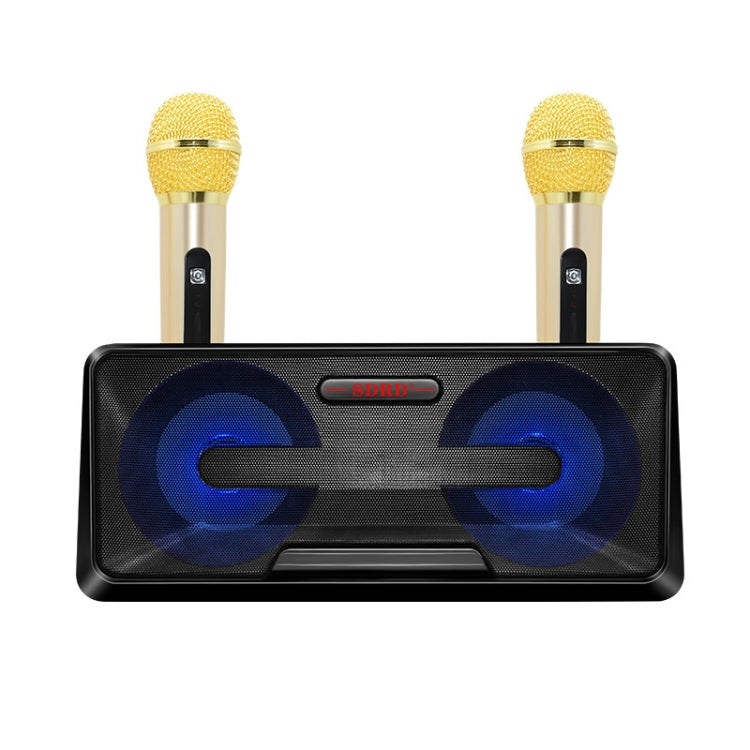 SDRD SD-301 Doppio microfono live wireless portatile KTV per famiglia 2 in 1 + altoparlante Bluetooth