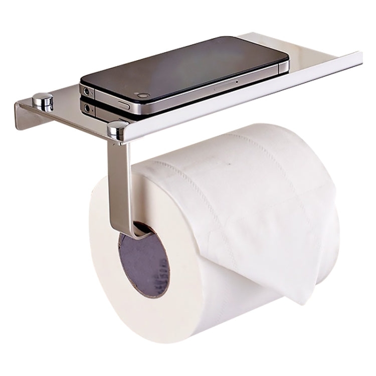 Appendiabiti per rotolo di carta porta carta igienica lucida in acciaio inossidabile con ripiano per cellulare, Glossy Toilet Paper Holder