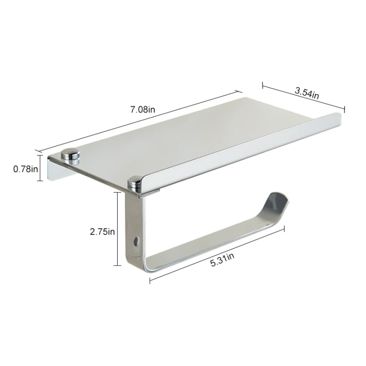 Appendiabiti per rotolo di carta porta carta igienica lucida in acciaio inossidabile con ripiano per cellulare, Glossy Toilet Paper Holder